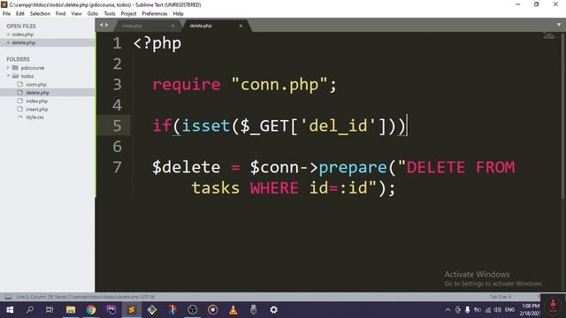 72 - First Project - Deleting the Data - Complete PHP Course
