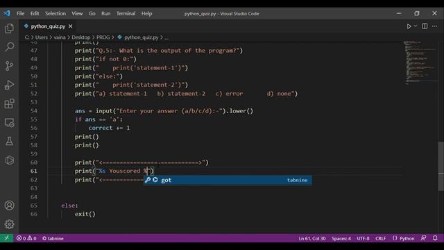 Simple Quiz in Python | Score & Timer | Command line Quiz.