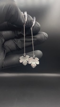 Серьги листы из серебра 925