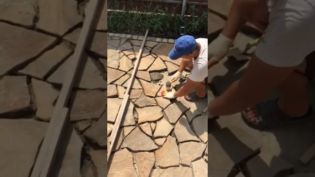 Монтаж природного камня Луганский песчаник. смотреть онлайн