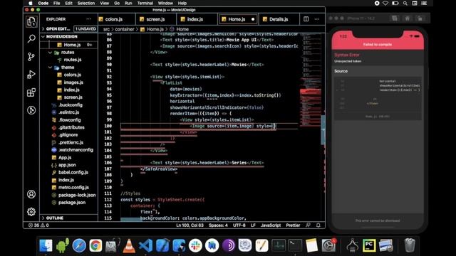 Movie App UI SpeedCode | React Native UI | Mobile UI Design | SpeedCode