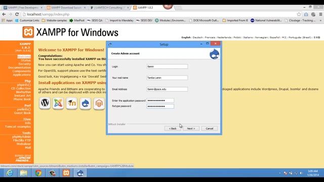 xampp and drupal installation on windows 8