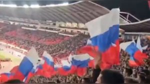 Сербские болельщики устроили акция в поддержку России