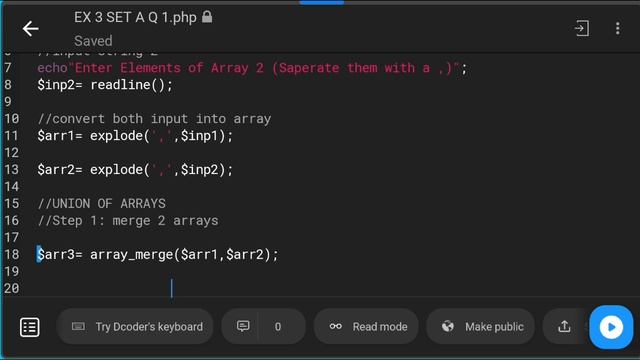 PHP Indexed Array Operations: Union & Random Traverse | BCA Sem 3 Lab Assignment 3 Set A Q1 Solutio