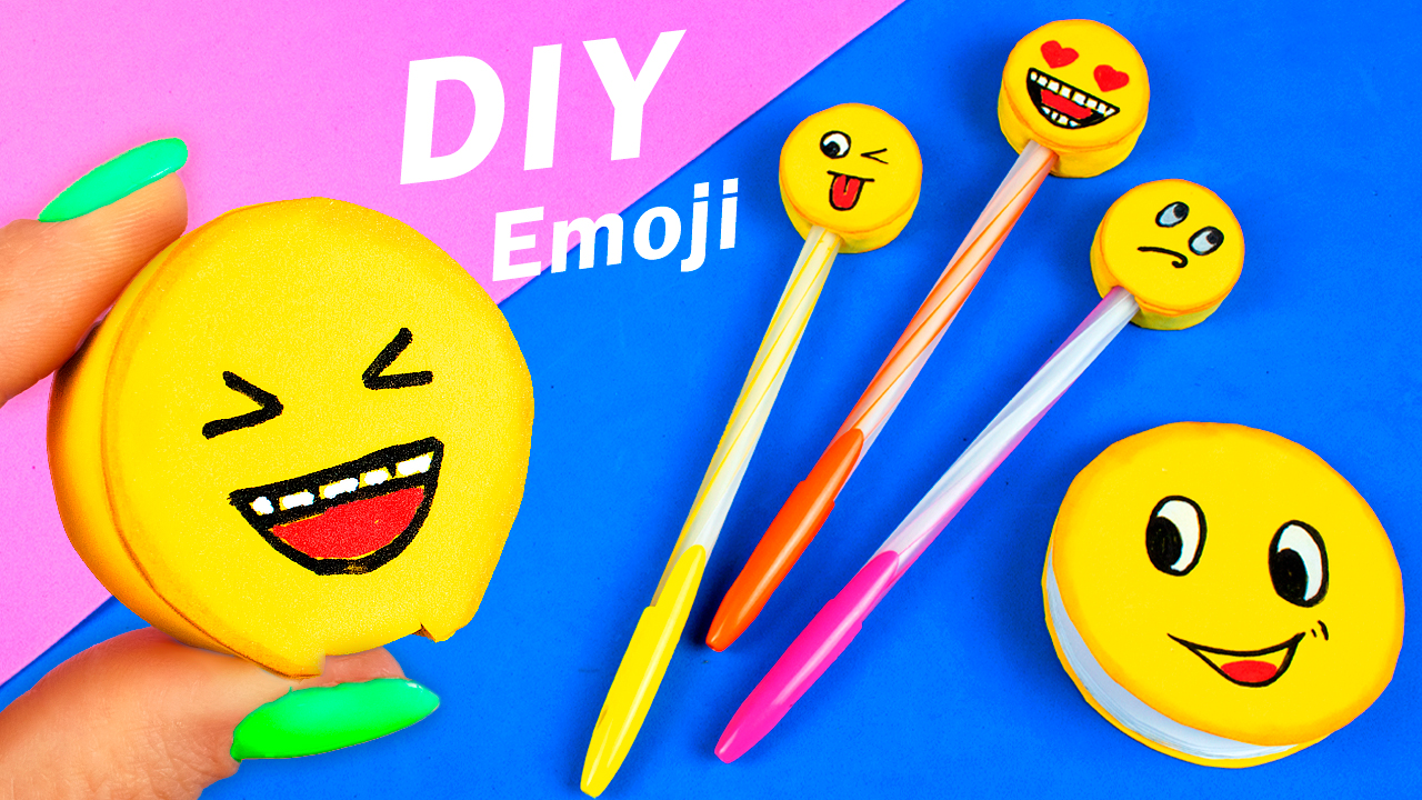 DIY Канцелярия Emoji своими руками Лайфхаки для школы Поделки из бумаги