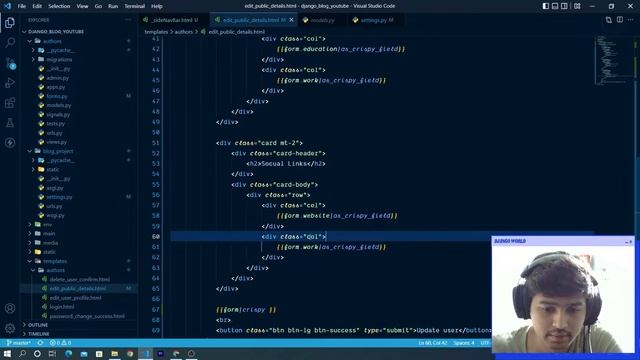 Designing user profile form and changing layout in django