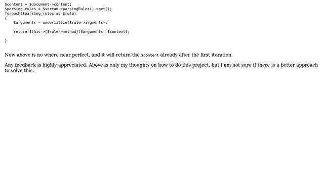 Software Engineering: PHP - Designing a rule based parsing engine