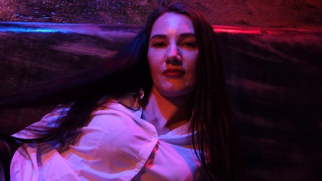 Black leather gloves, black shiny legginses, pink military style boots with silver heels,white blos смотреть онлайн