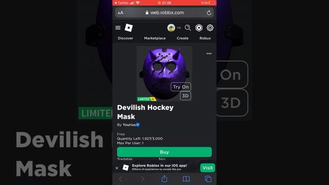 Roblox cant snıpıng Devilish Hockey Mask