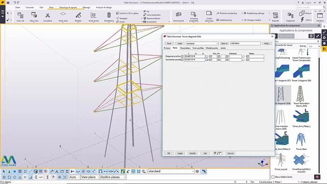 How to create and detaill power transmission tower in Tekla Structures смотреть онлайн