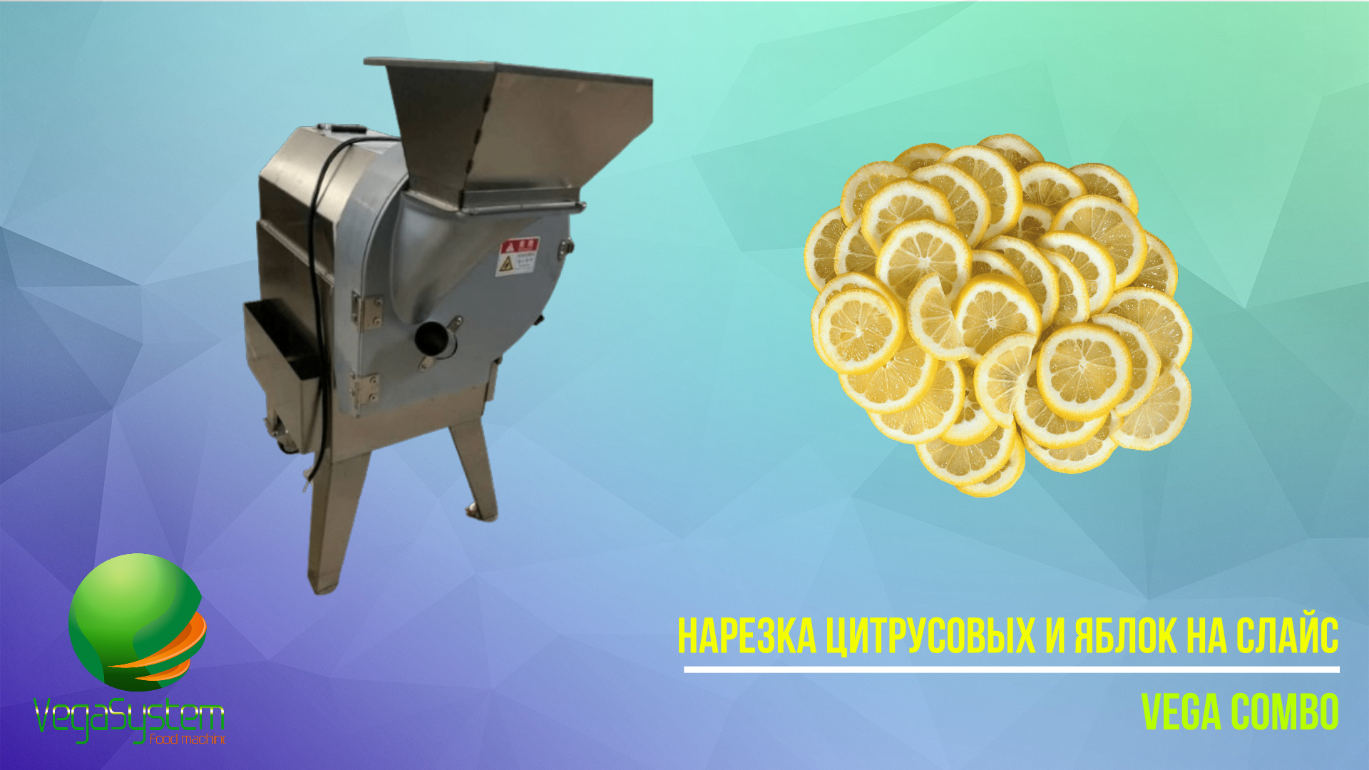 Нарезка цитрусовых, кокоса, яблок, других фруктов и овощей на слайс Vega Combo