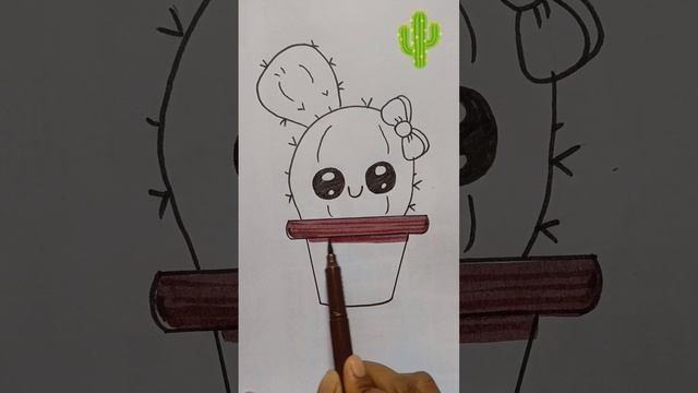 how to draw a cute cactus step by step||how to draw a cute cactus easy||how to draw cactus for kid смотреть онлайн