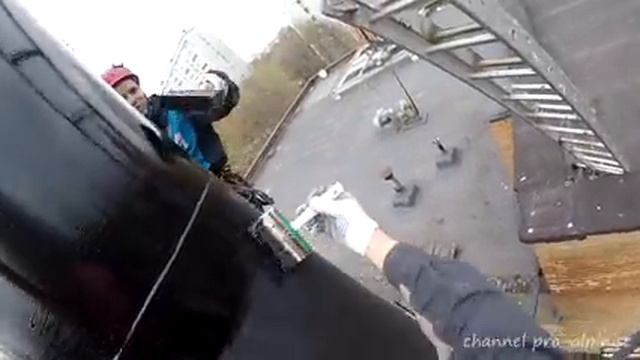 Покраска дымовой трубы котельной альпинистами