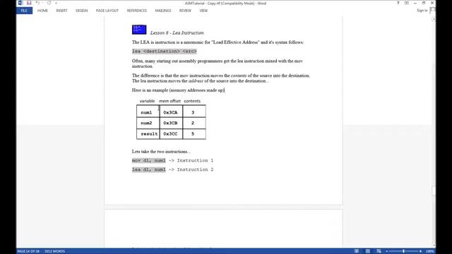 Assembly Tutorial 8 - Lea Instruction смотреть онлайн
