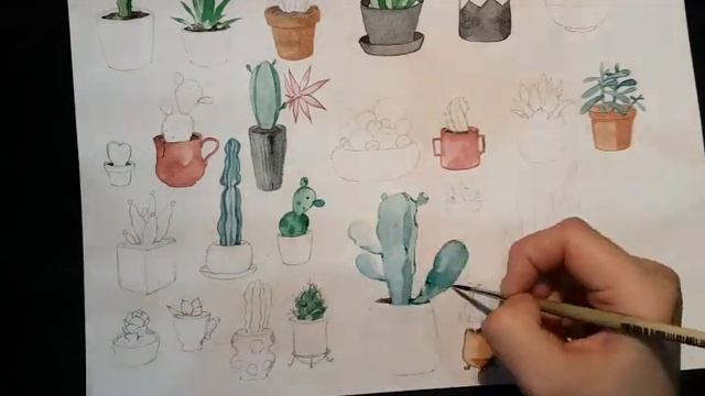 Рисовашки от Наташки! 12.05.2017 ( кактусы в акварели)