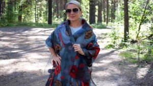 Шарф палантин валяный на шелковой органзе Маки