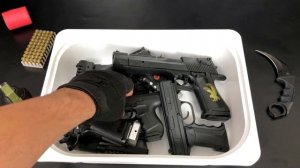 Box of Realistic BB Guns. Real Bullets. Desert Eagle. Dangerous Toy Weapons