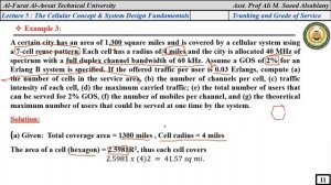 Maintenance of Communication Systems: Lecture 5: Trunking and Grade of Service Part 2