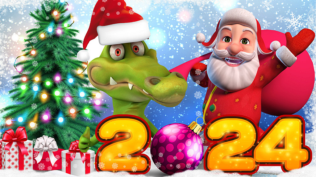 С Новым 2024 годом! Прикольные Поздравления от Дракона и Деда Мороза! Весёлые Новогодние танцы 2024