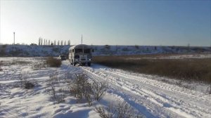 ПАЗ-672. Зимние шашлыки. Автобус толкали всей толпой!