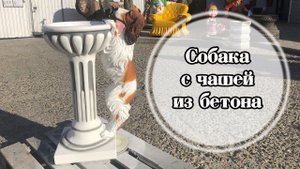 Собака с чашей. Вазон из бетона.