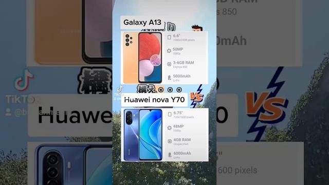 Samsung Galaxy A13 vs Huawei Nova Y70