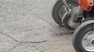 Роллерная фреза.Разделка трещин в асфальте