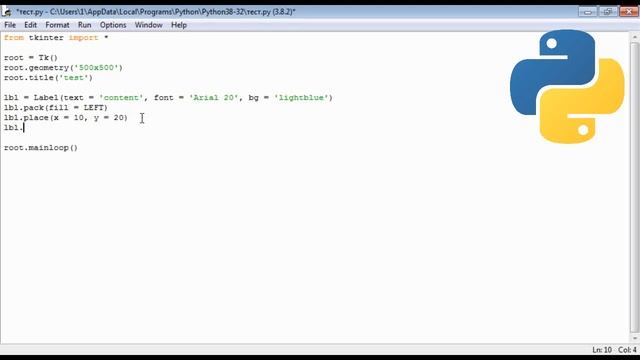Размещение текста на экране | Python, tkinter смотреть онлайн
