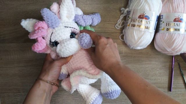 Волшебная Единорожка из плюшевой пряжи крючком для деток 0+ Презентация МК