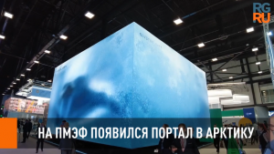 Необычный "ледяной" куб на ПМЭФ