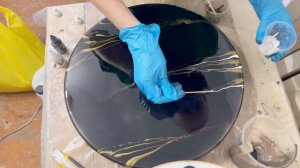 DIY Epoxy resin wall clock  Black and gold