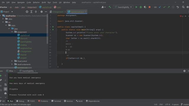 Java problems to solve for beginners-print whether the character entered is capital or small letter смотреть онлайн