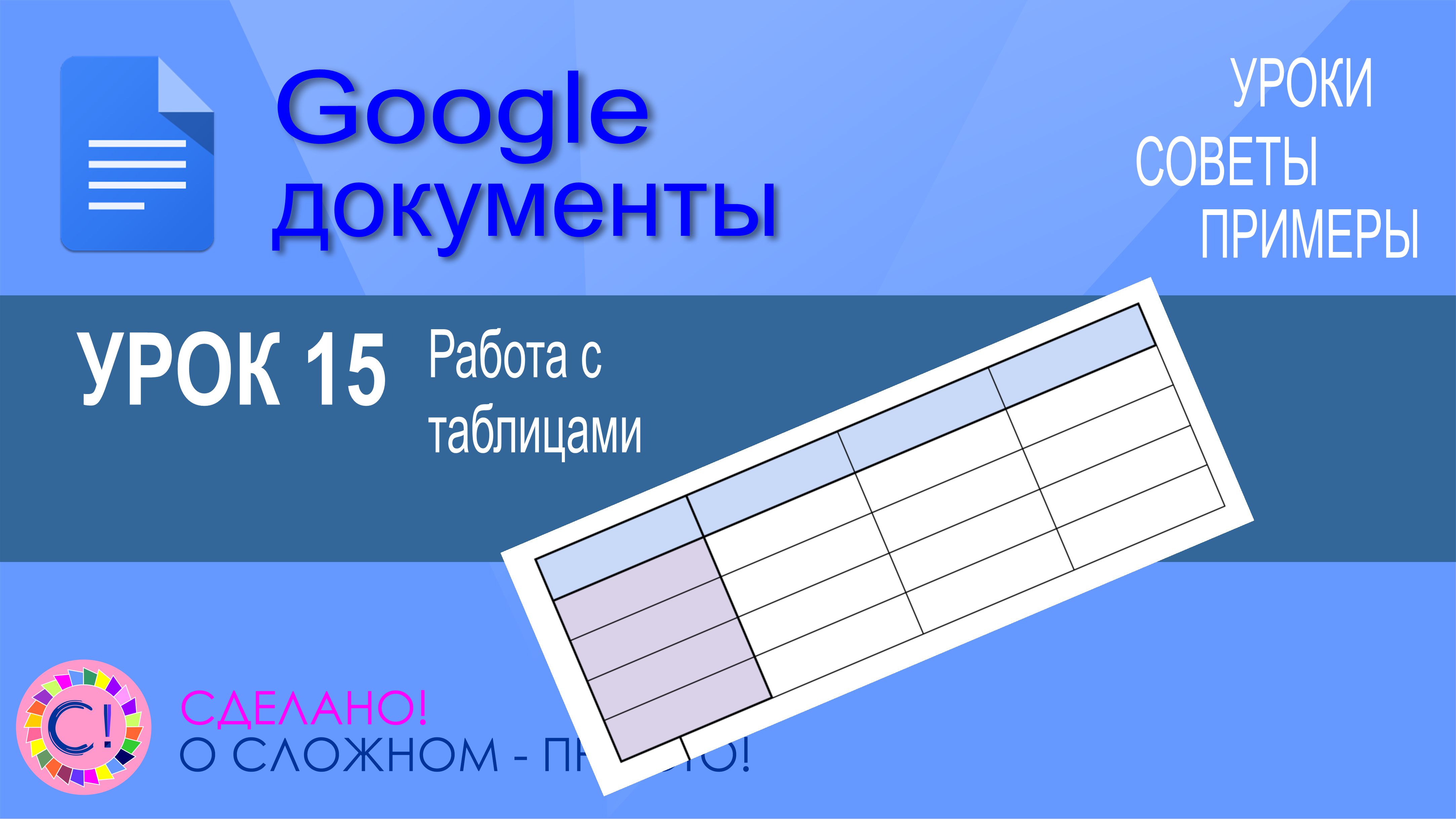 Google Документы. Урок 15. Работа с таблицами в Гугл Документах