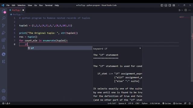 Python program to Remove nested records of tuples. #python #newvideo #coding смотреть онлайн