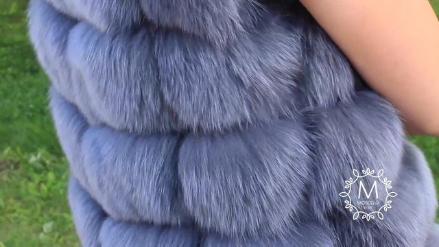 Меховой жилет из песца, 90см смотреть онлайн