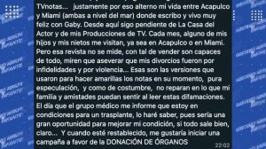 Jorge Ortiz de Pinedo DESMIENTE necesitar trasplante de pulmón