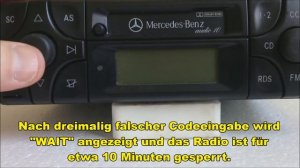 Radio Code Entry Eingabe enter eingeben | Mercedes Benz Becker Radio Audio10 CC BE3200