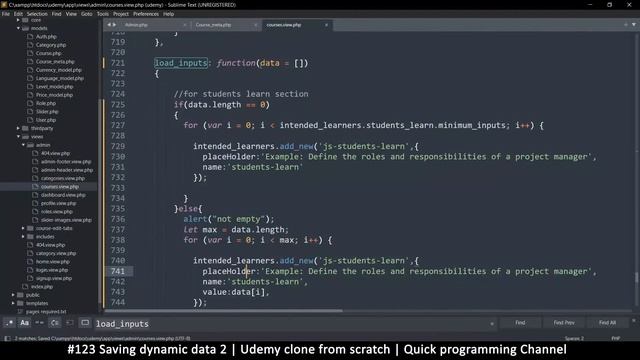 #123 Saving dynamic data 2 | Udemy clone from scratch in php | Quick programming tutorial смотреть онлайн