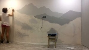 Mountain Mural Timelapse. Рисую горы на стене.