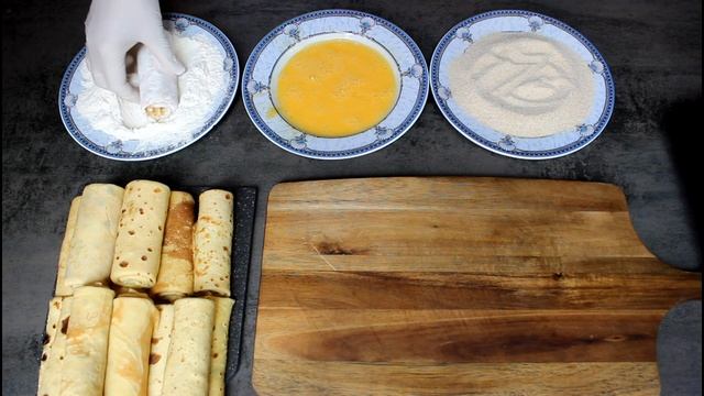 ЖАРЕННЫЕ КАННЕЛЛОНИ ИЗ БЛИНЧИКОВ С ВЕТЧИНОЙ И СЫРОМ / FRIED CANNELONI  #каннеллони