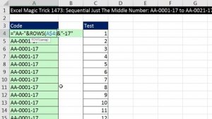 Excel Magic Trick 1473: Sequential Number Incrementor for Just The Middle Number: AA-0009-17