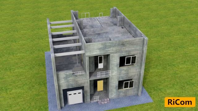 Анимация монтажа cборных железобетонных панелей таунхауса. смотреть онлайн