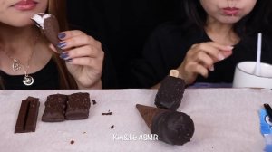 ASMR ONLY BLACK FOODS RACE! OREO ICE CREAM CONE, DARK CHOCOLATE TICO ICE CREAM, WARABI MOCHI 먹방
