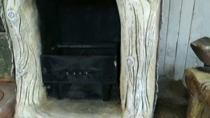 Работа закончена! камин- печка- стол- беседка всё из бетона