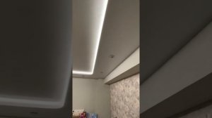 Квартира натяжных потолков, 2-х уровневый с подсветкой и световые линии