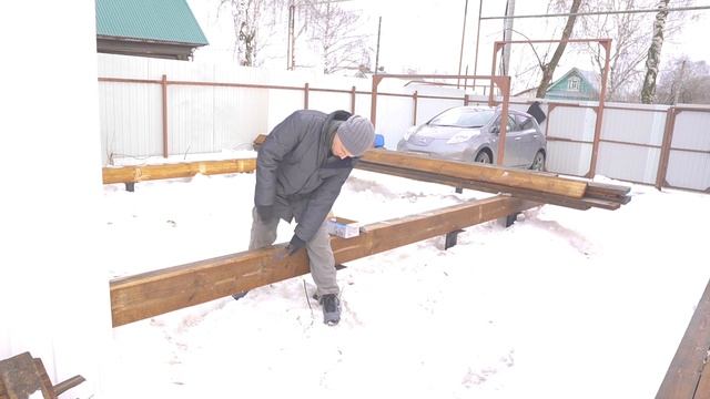 Каркасный гараж. ОБВЯЗКА винтовых свай пакетом досок. Каркасгид