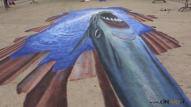3D Shark Painting on the ground by Ossama Nasr| رسم قرش ثلاثي الأبعاد على الأرض أسامة نصر смотреть онлайн