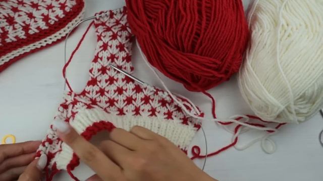 Вязаные тапочки с узором ЖАККАРД на 2-х спицах. Вяжем на размер 36-38