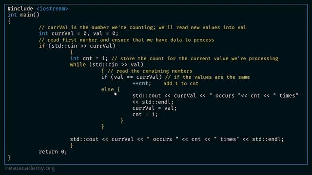 C++ Program to Count Number of Consecutive Inputs