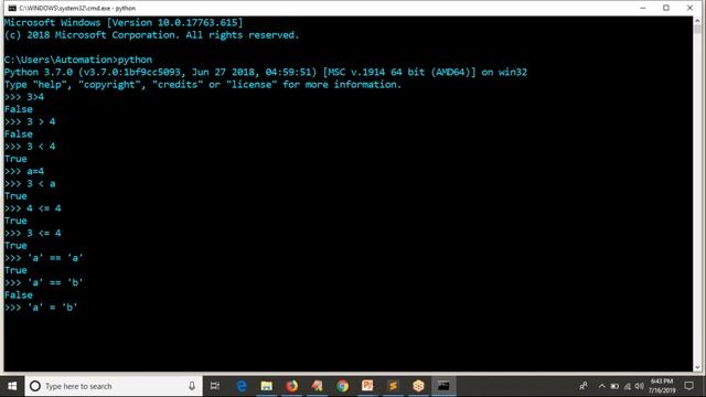 28.Complete Python Basics for Automation -  Comparison Operators